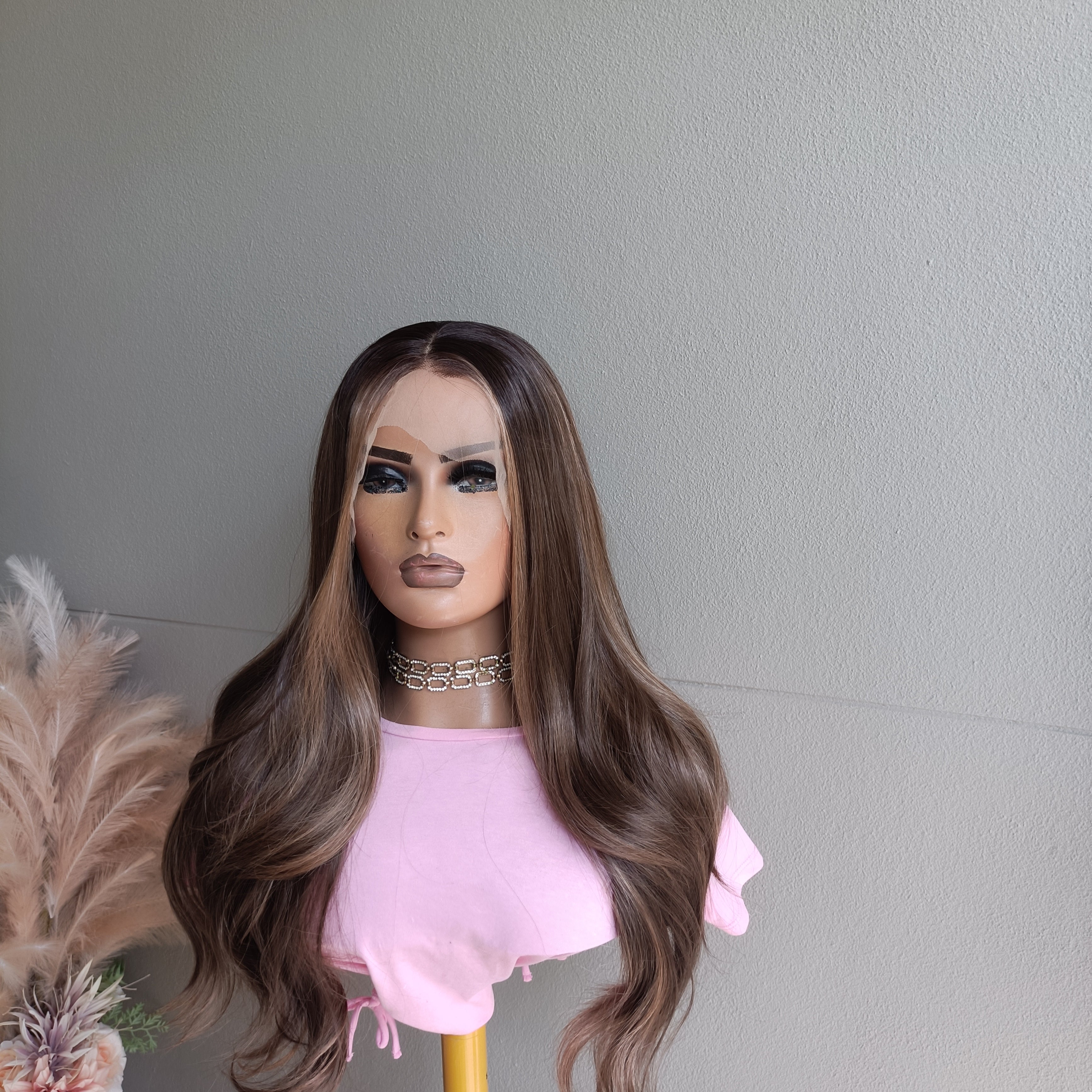 Nina Brown with highlights Synthetic lace front wig