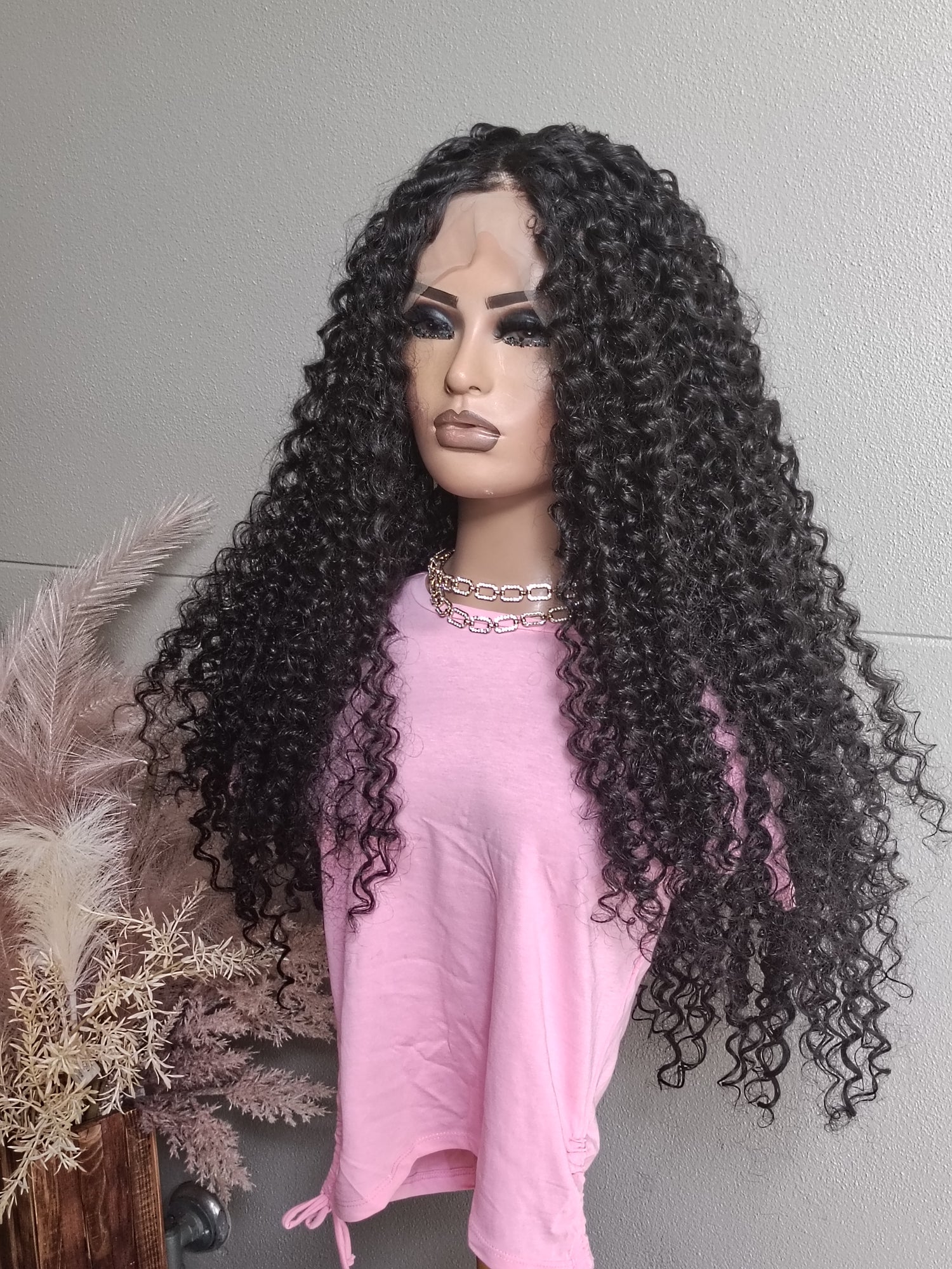 Rana Curly Black Lace Front wig