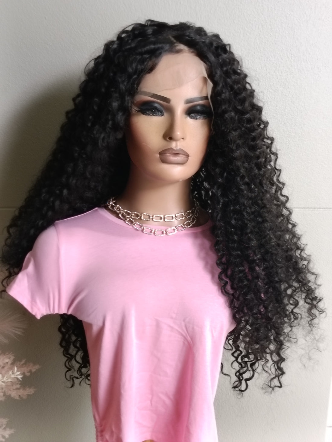 Rana Curly Black Lace Front wig