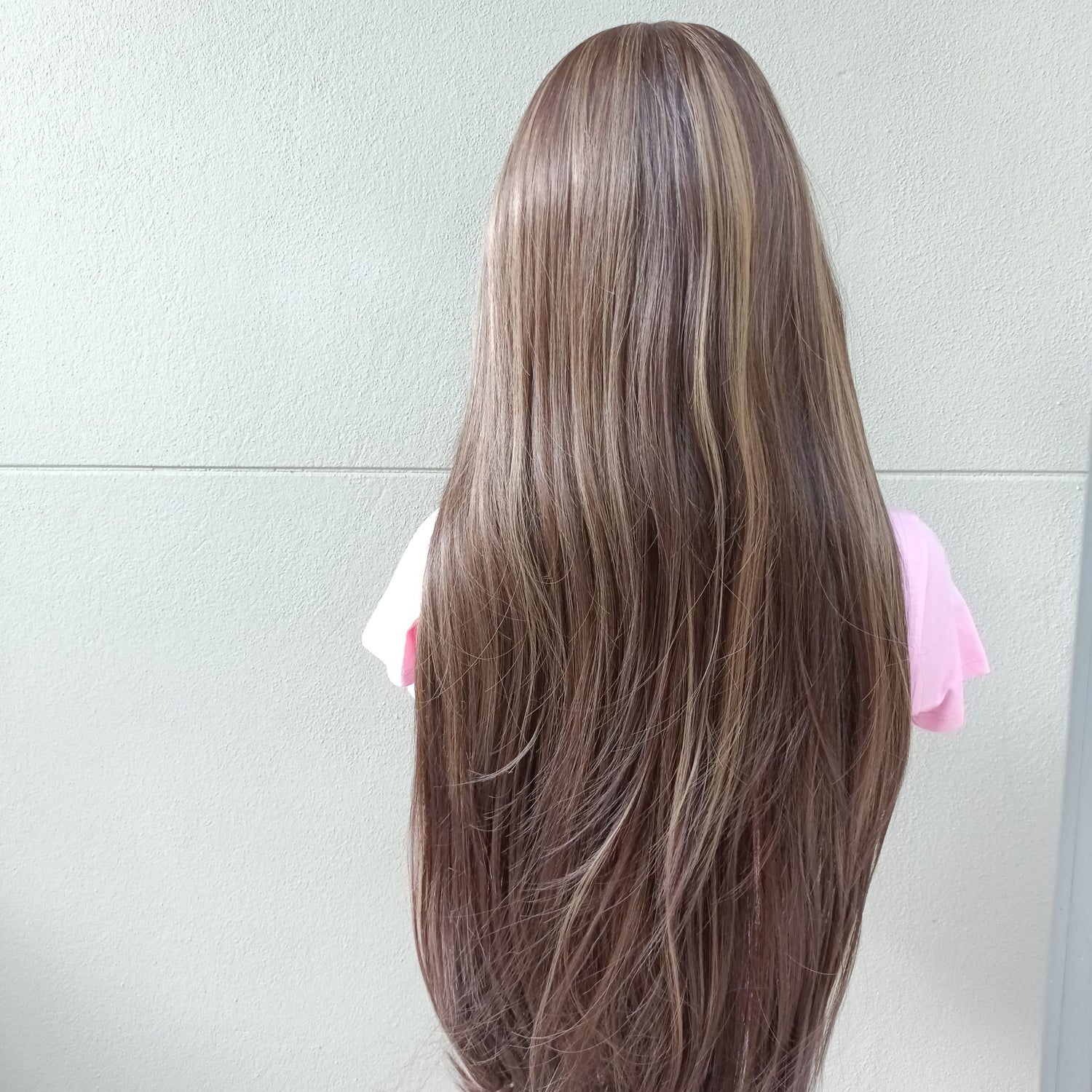 Zoe brown synthetic lace front wig with highlights