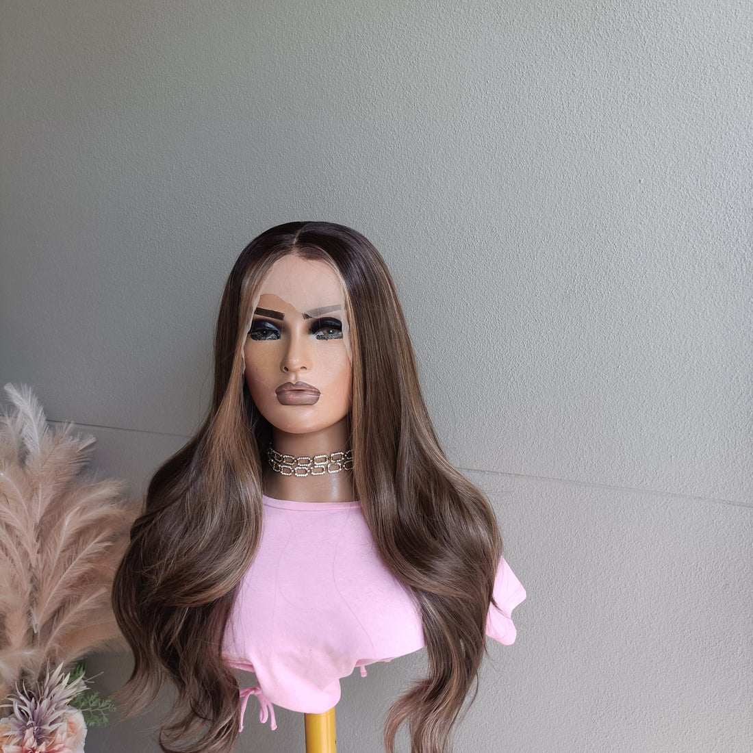 Nina Brown with highlights Synthetic lace front wig